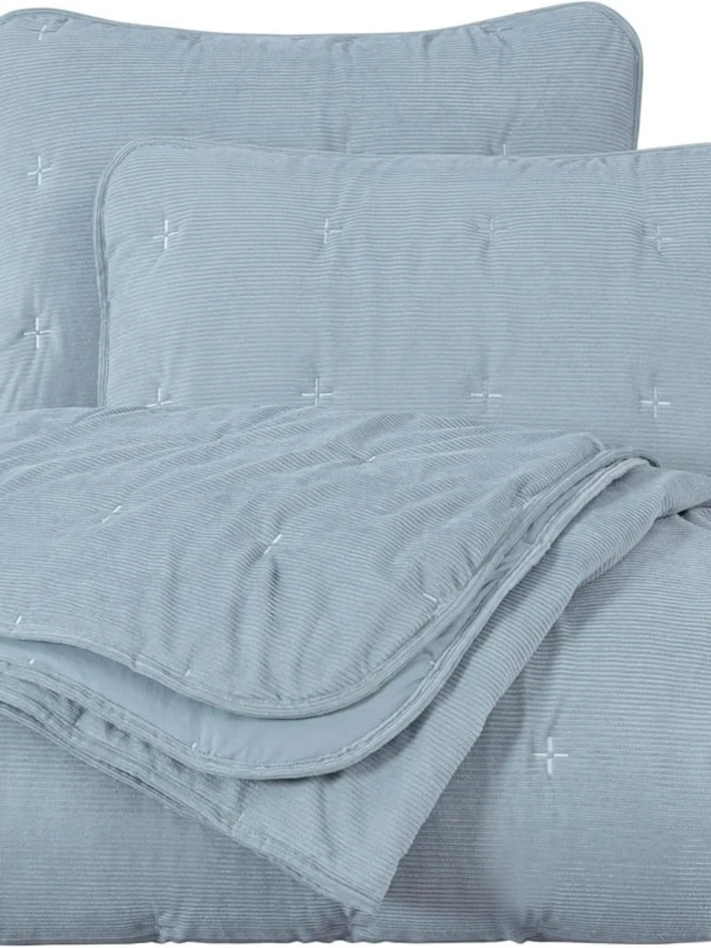 Light Blue corduroyTwin quilt 2 piece Set